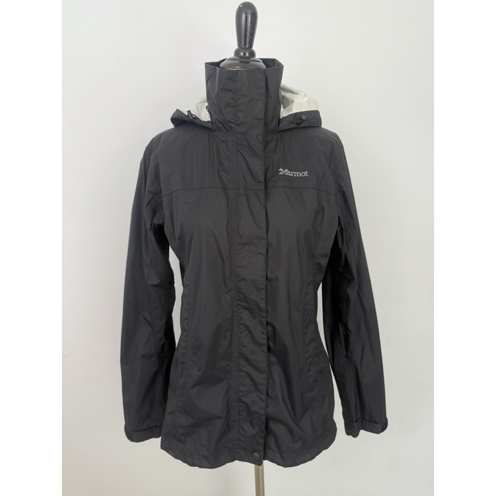 Marmot PreCip Eco Women Rain Jacket S Black Waterproof Hooded Hiking Windbreaker